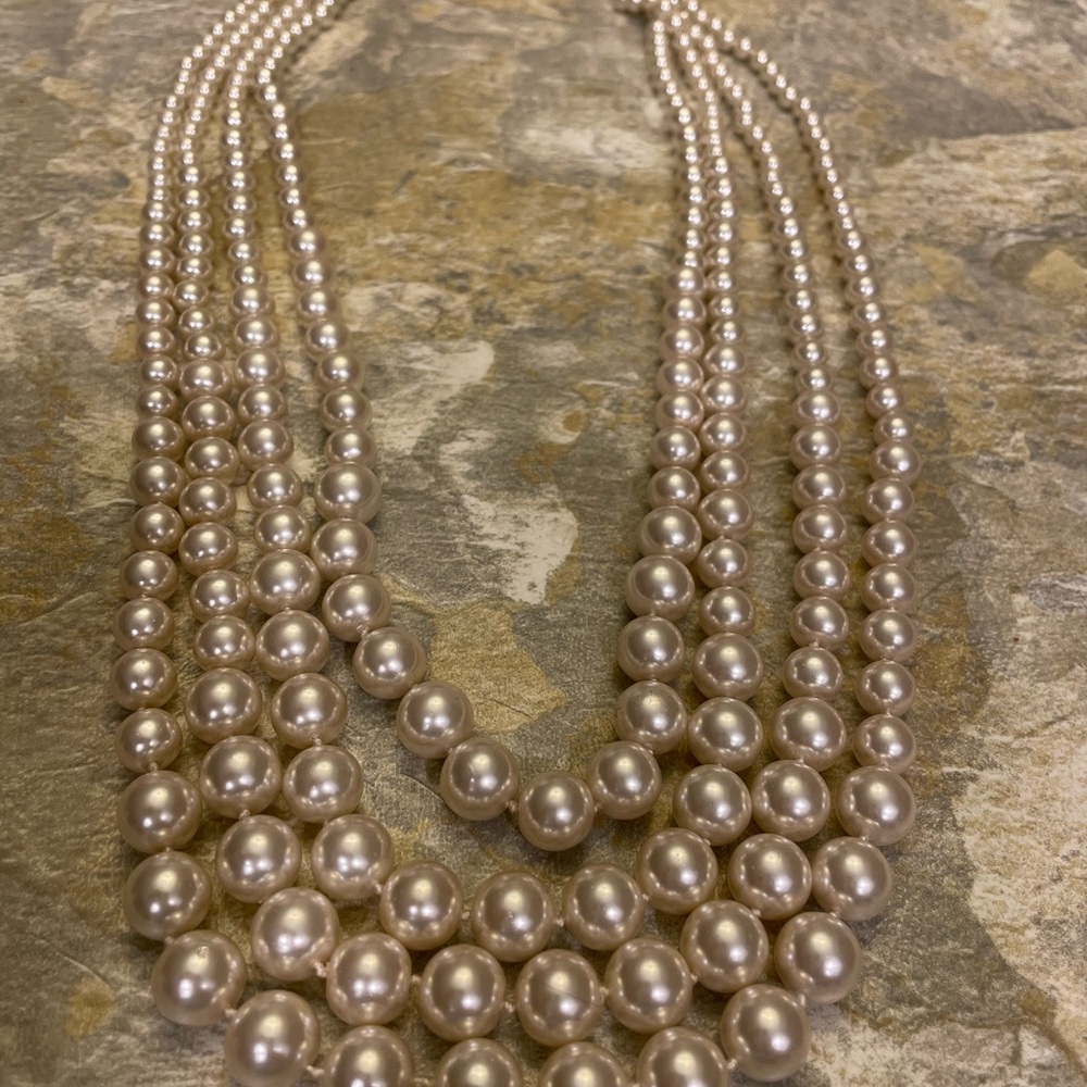 4 strand faux pearl necklace